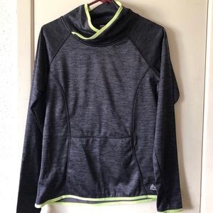 A gray polyester sports pullover jacket